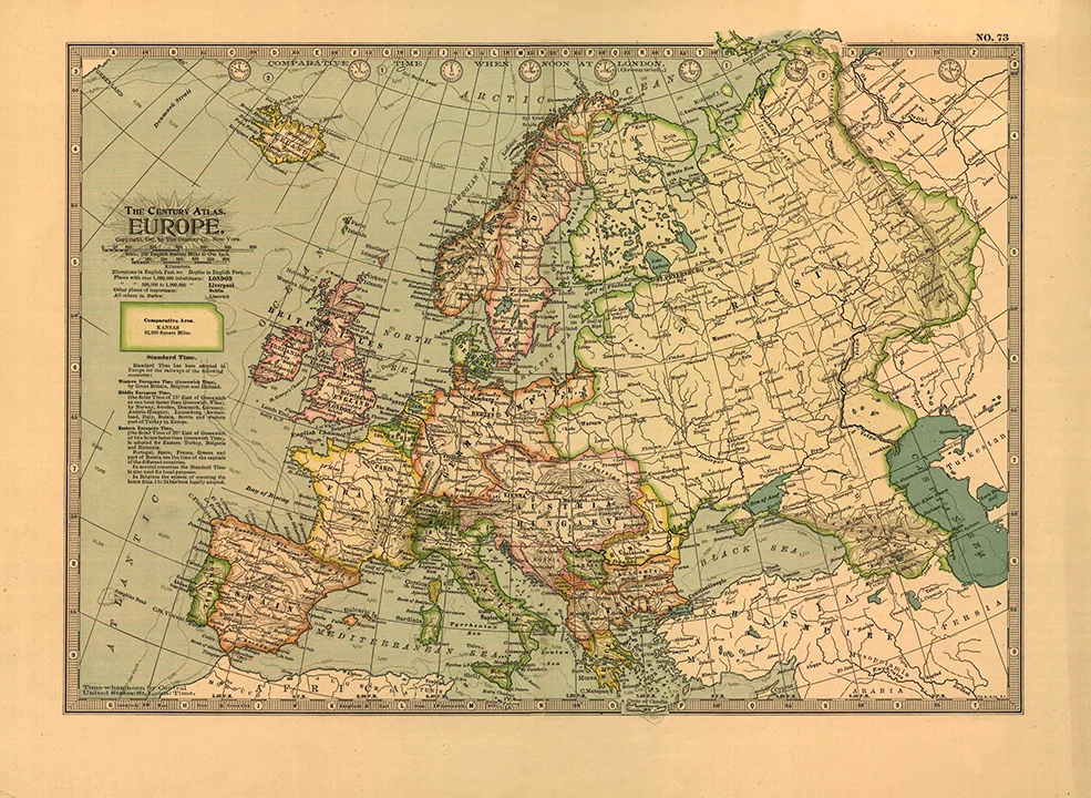 1897 Antique European Map — MUSEUM OUTLETS